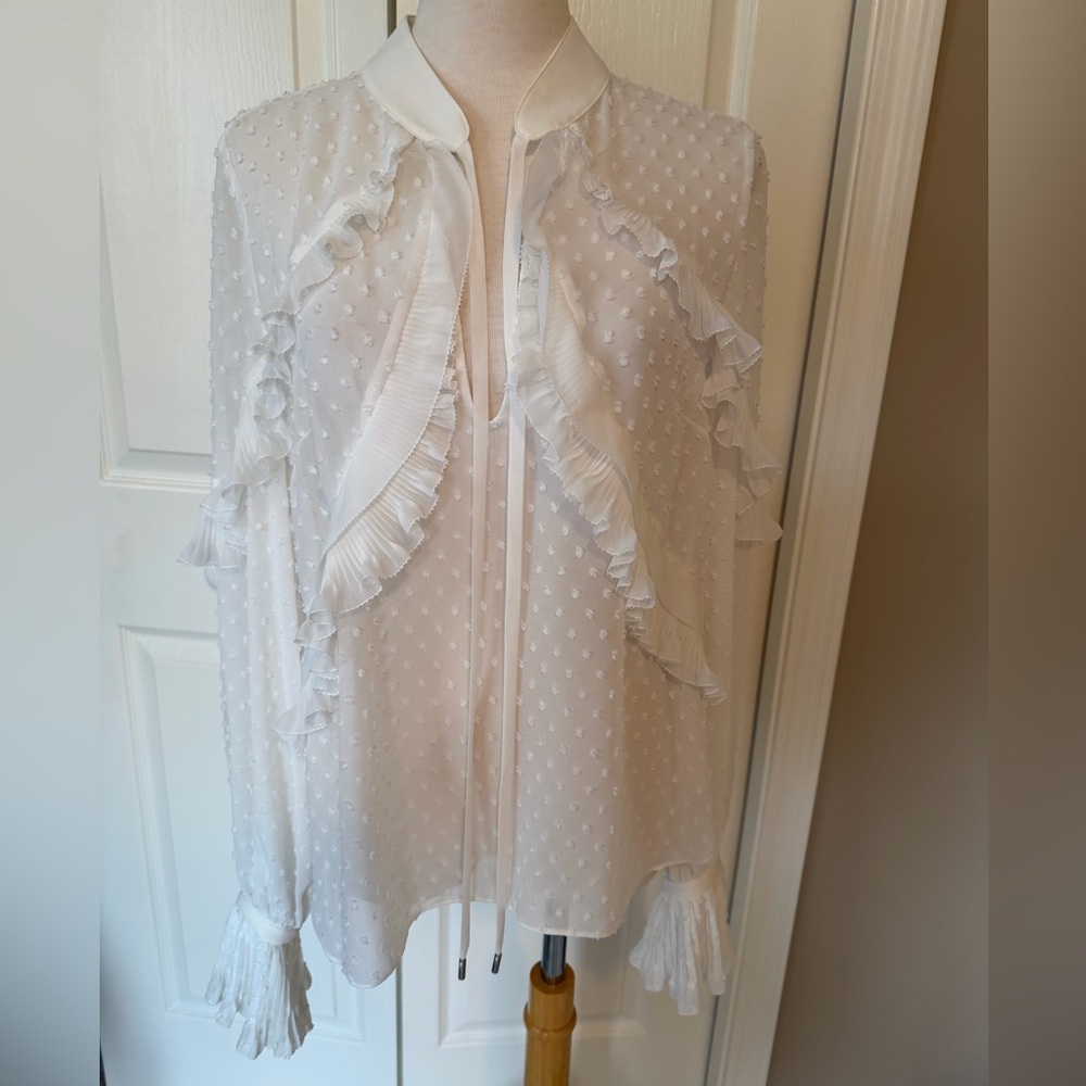 Self-Portrait White Ruffled Blouse
